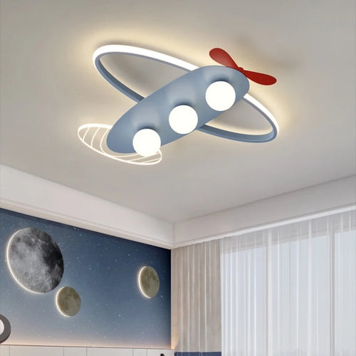 plafonnier lumineux avion moderne pour chambre d'enfants - vue 2 sur 10