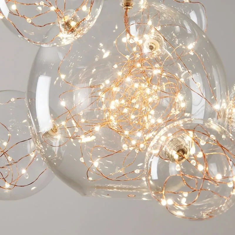 lustre en verre moderne pour décoration intérieure lumineuse