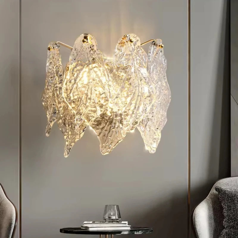 applique murale moderne luxe en verre design doré à led - vue 3 sur 7