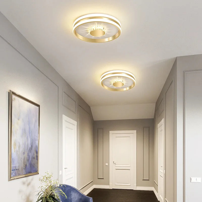 Plafonnier LED nordique pour couloir balcon chambre salle de bain or noir plafonnier luxueux luminaires d'intérieur 2023 - vue 4 sur 9