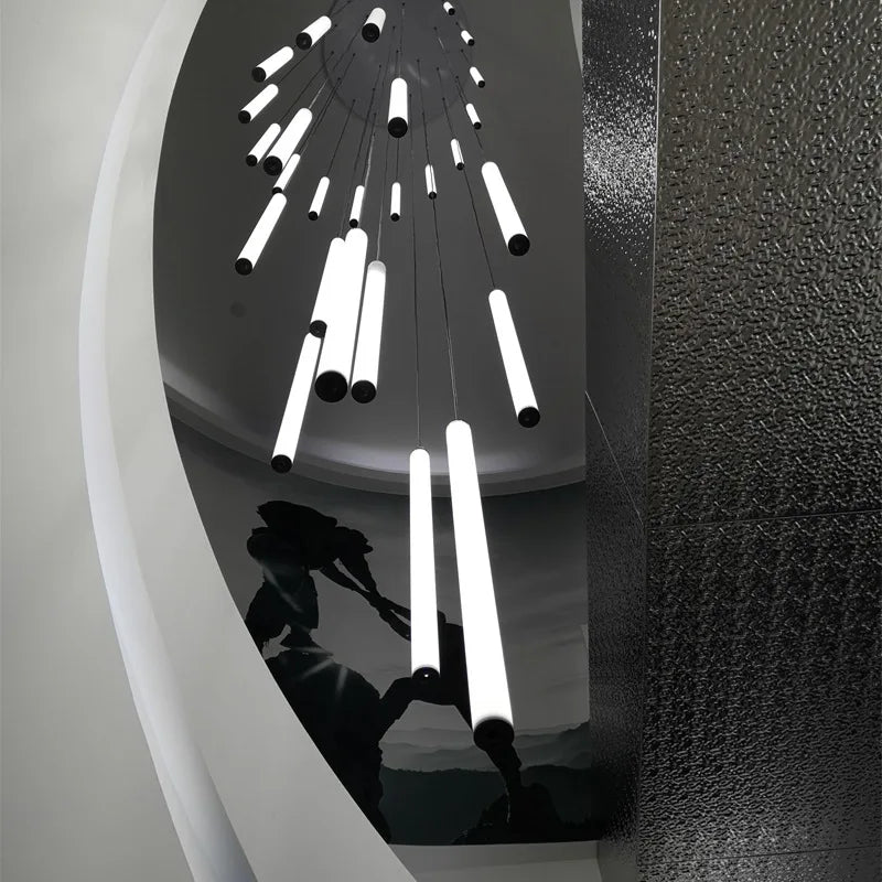 lustre led long tube spirale minimaliste moderne 2023 - vue 3 sur 15