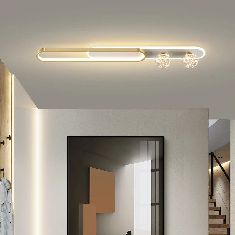 lustre moderne de luxe simple étoilé longue bande encastrée - vue 6 sur 14