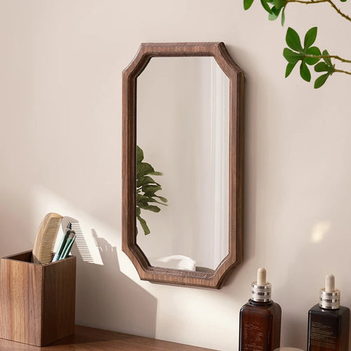 miroir vintage en bois massif pour maquillage étanche et antirouille - vue 2 sur 15