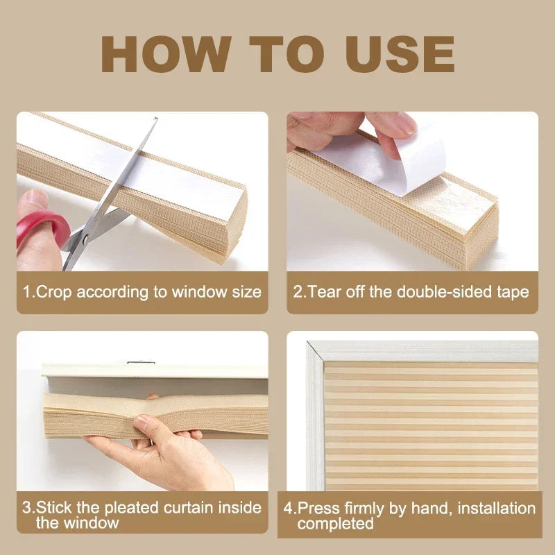 Store plissé autocollant semi occultant pour fenêtre