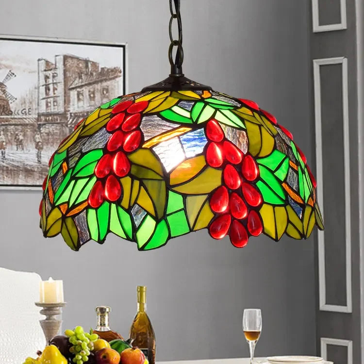 Lustre en verre coloré Tiffany rétro européen - vue 18 sur 29