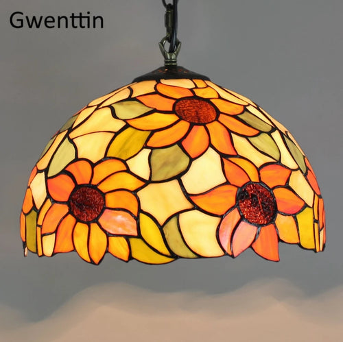 suspension en verre teinté style tiffany pour décoration moderne - vue 9 sur 14