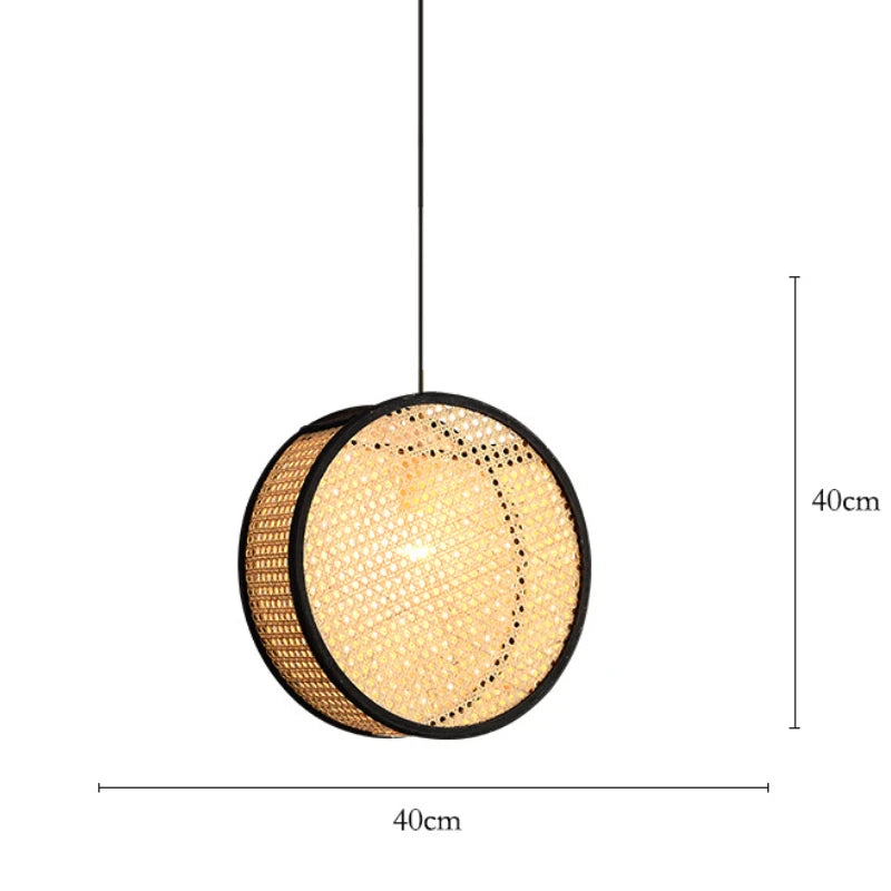 Lustre d'art Rural chinois noyau de bambou rotin LED chambre Restaurant étude lampe à Suspension luminaires décoratifs d'intérieur - vue 11 sur 15