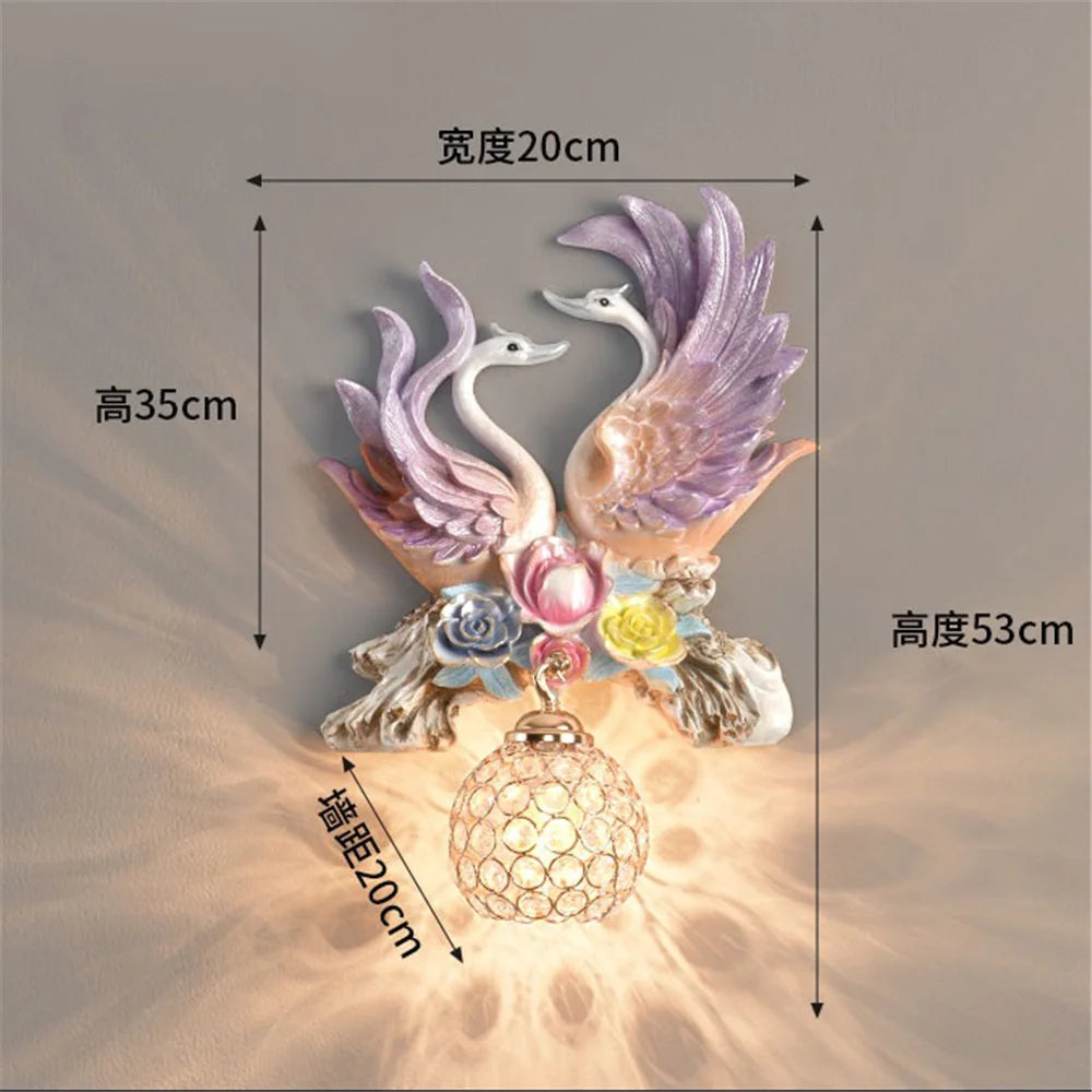 applique murale led en résine cygne décoration créative et moderne - vue 7 sur 10