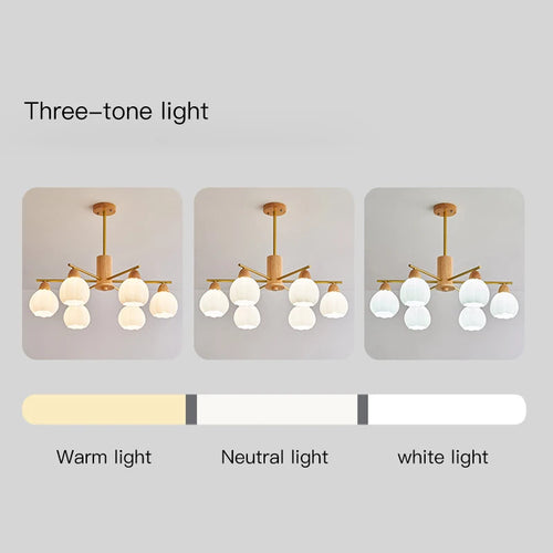 lustre en bois crème pour décoration moderne et style contemporain - vue 6 sur 10