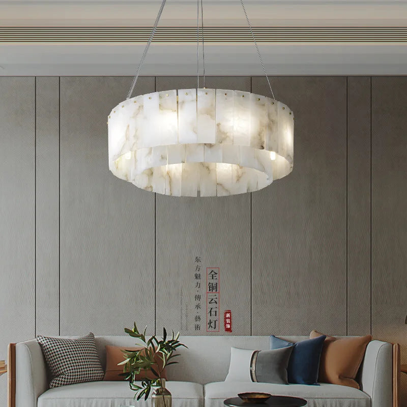 lustre suspension élégant en marbre naturel led postmoderne pour villa - vue 5 sur 14