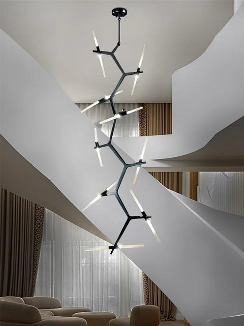 lustre moderne led rotatif simple pour duplex loft