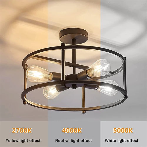 lustre noir en métal pour éclairage intérieur polyvalent