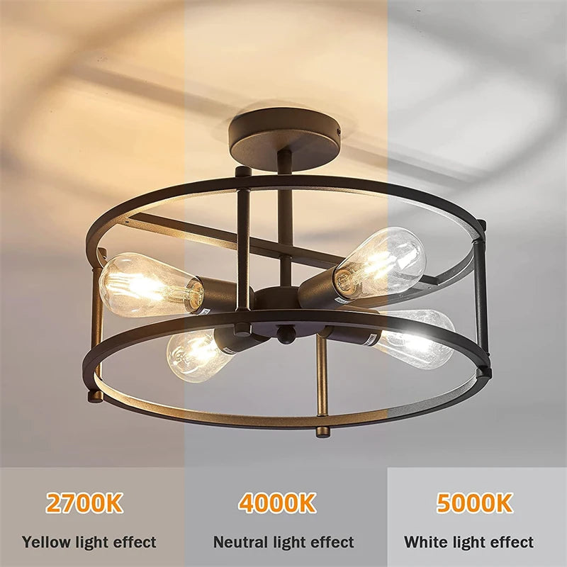 lustre noir en métal pour éclairage intérieur polyvalent