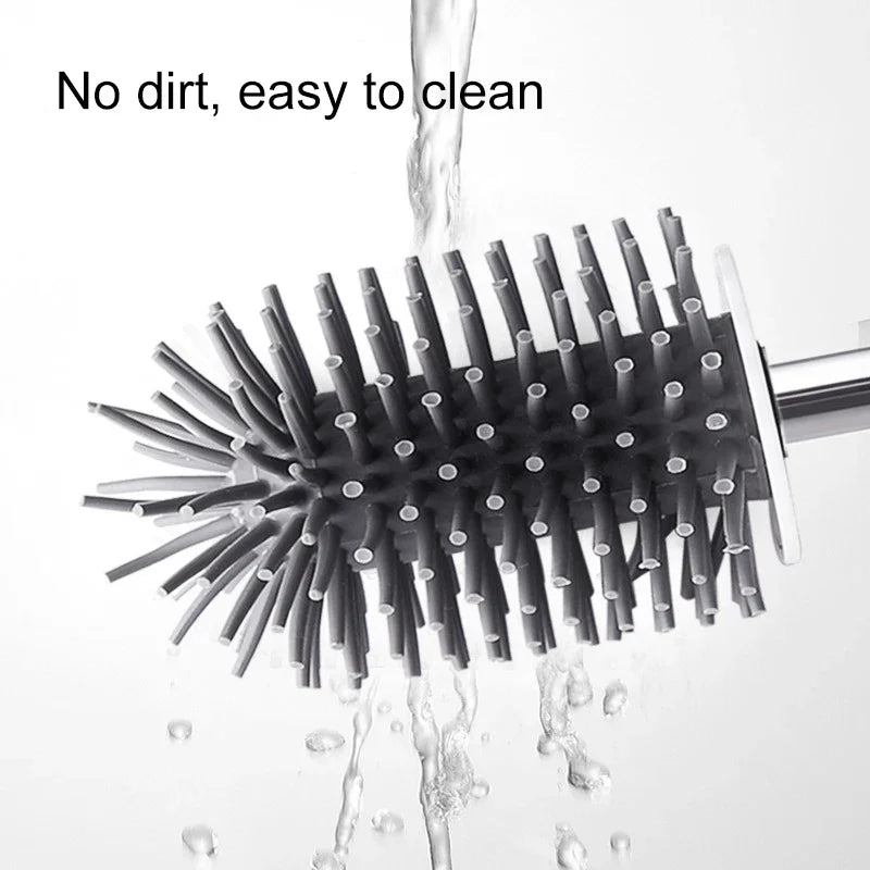 brosse de toilette en silicone avec support mural ou sur pied - vue 4 sur 10