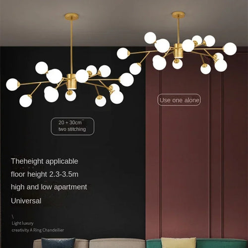 lustre nordique à led avec boule de verre pour luminaires suspendus - vue 5 sur 14