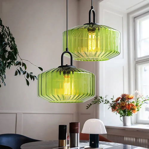 Suspension led nordique rétro en verre pour intérieur loft - vue 3 sur 9