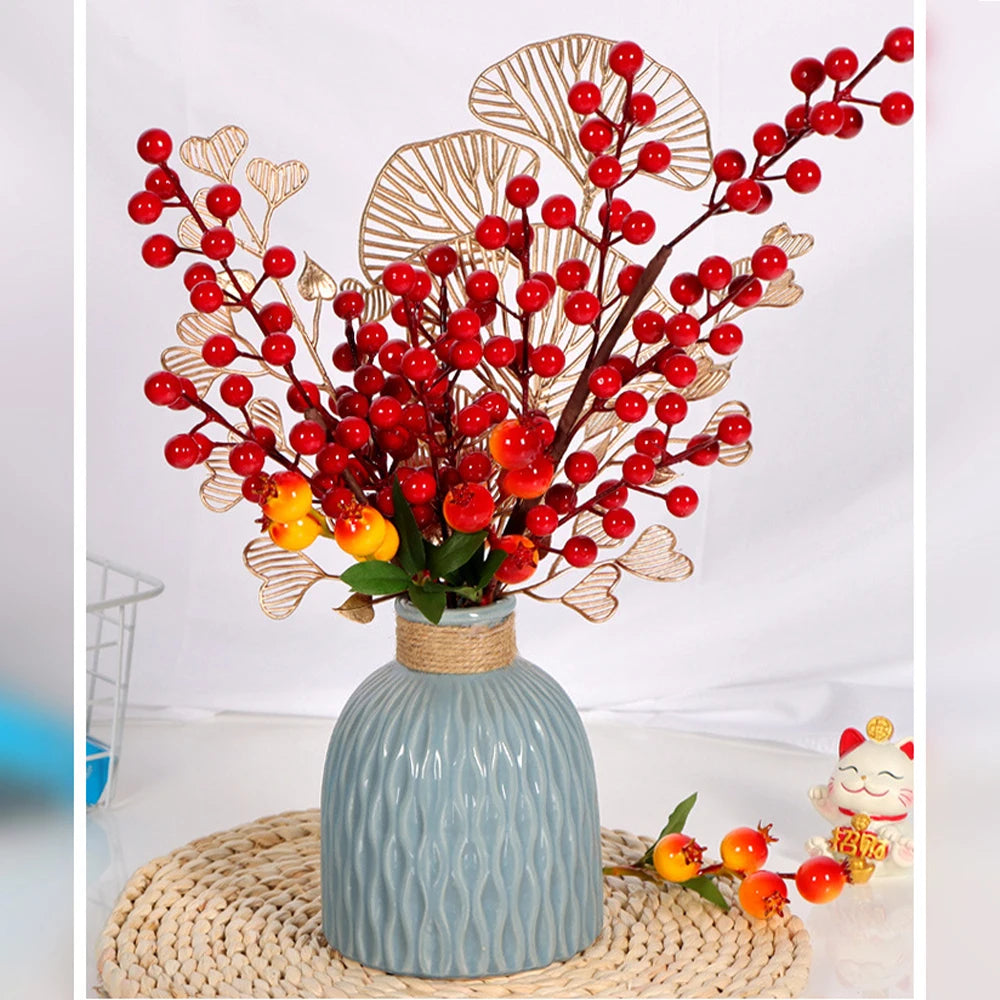 branche de fruits rouges artificiels pour décoration de Noël et récoltes - vue 4 sur 11