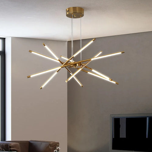 lustre design en forme de bâton avec luminaires led - vue 2 sur 24