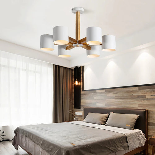 Nordique en bois massif plafond lustre salle à manger lustre salon plafond lustre chambre éclairage E27 ampoule LED