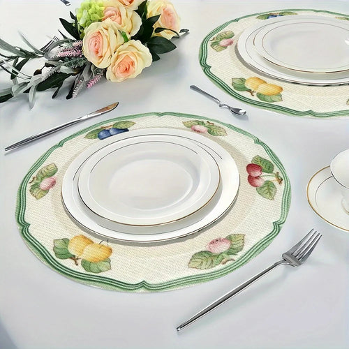 set de table motif fruits fleurs style champetre