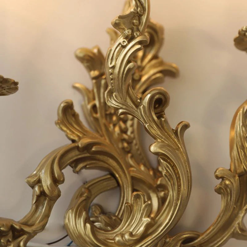applique murale vintage rococo en laiton et cuivre