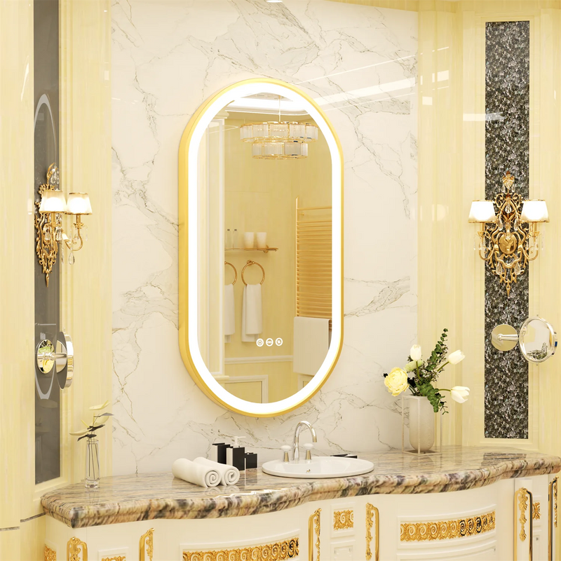 miroir ovale intelligent antibuée avec éclairage led ajustable