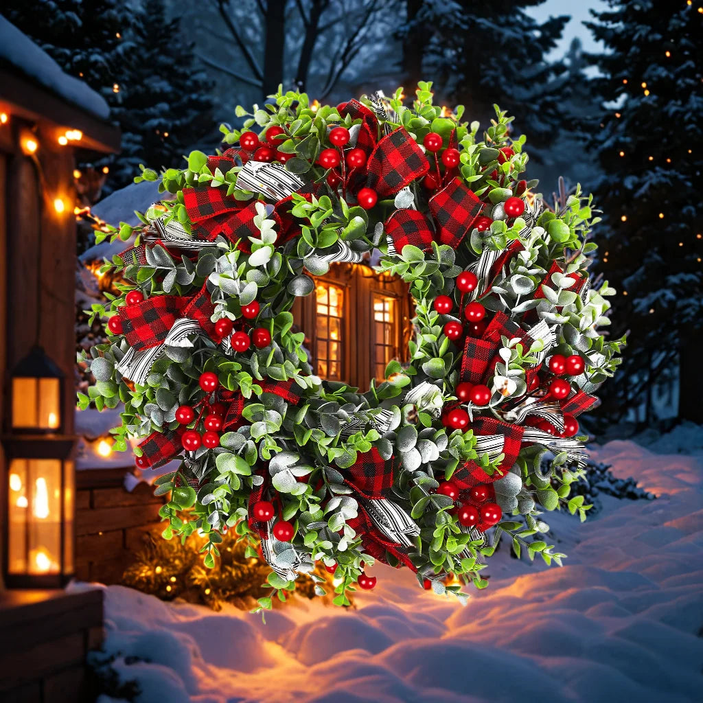 couronne de porte faite à la main pour décorations de fêtes - vue 3 sur 6