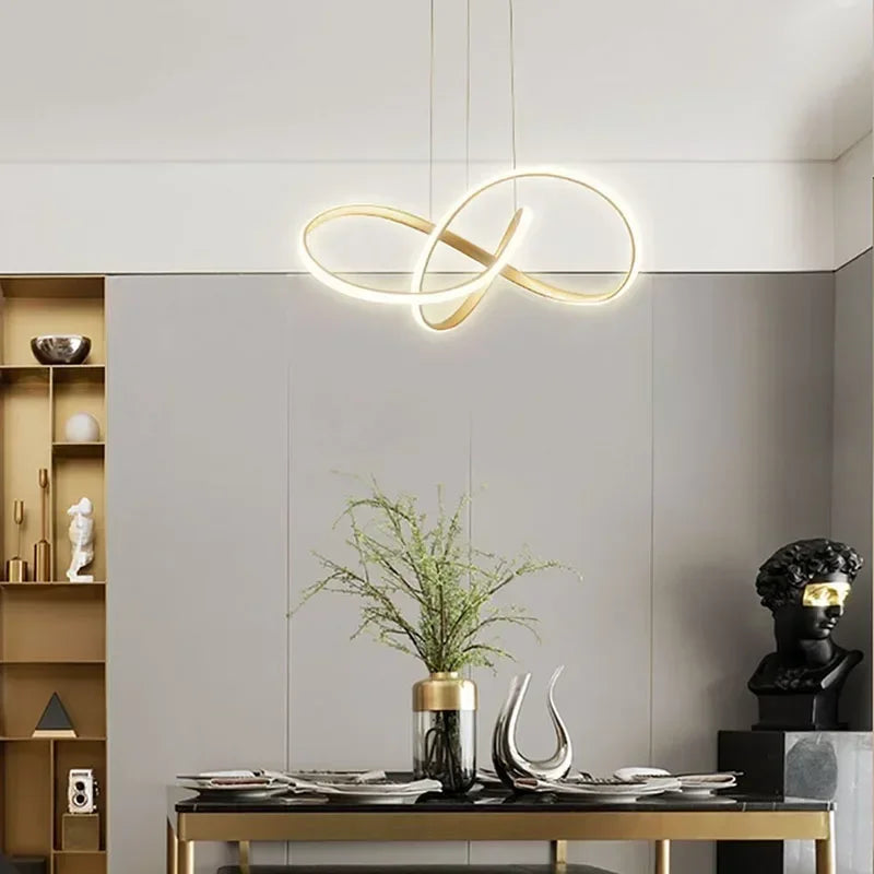 Lustre led design moderne doré