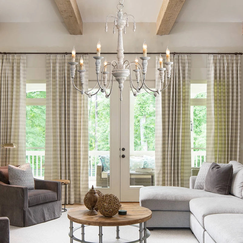 lustre en bois massif pour décoration intérieure et éclairage - vue 5 sur 10