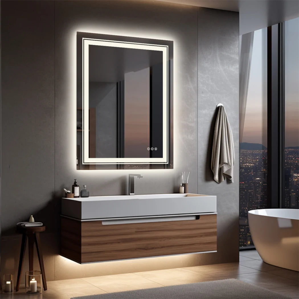 miroir LED de luxe en cristal transparent étanche à intensité variable - vue 2 sur 9