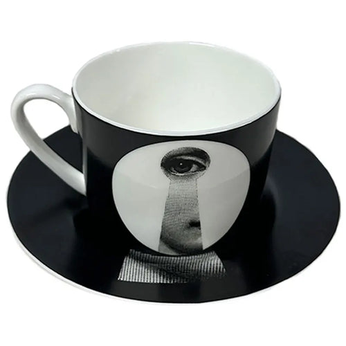 Tasse porcelaine visage artistique avec soucoupe 270 ml