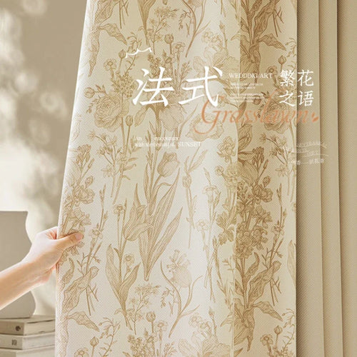 Rideau floral style retro chic pour salon chambre - vue 3 sur 10