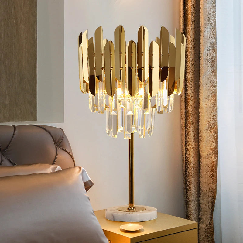 lampadaire post-moderne nordique en cristal doré led luxe