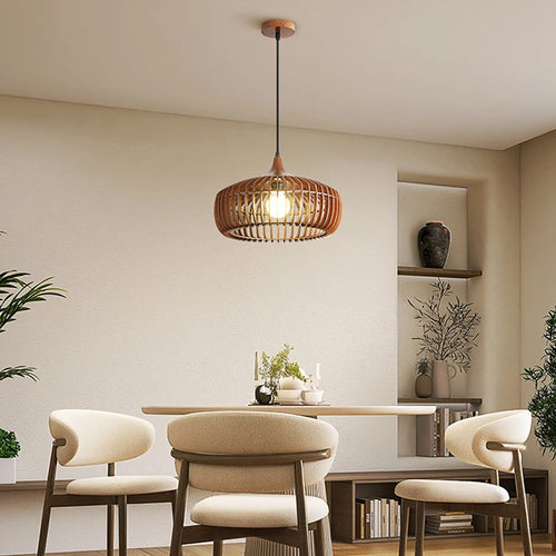 suspension nordique en bois pour décoration moderne et lumineuse - vue 4 sur 10