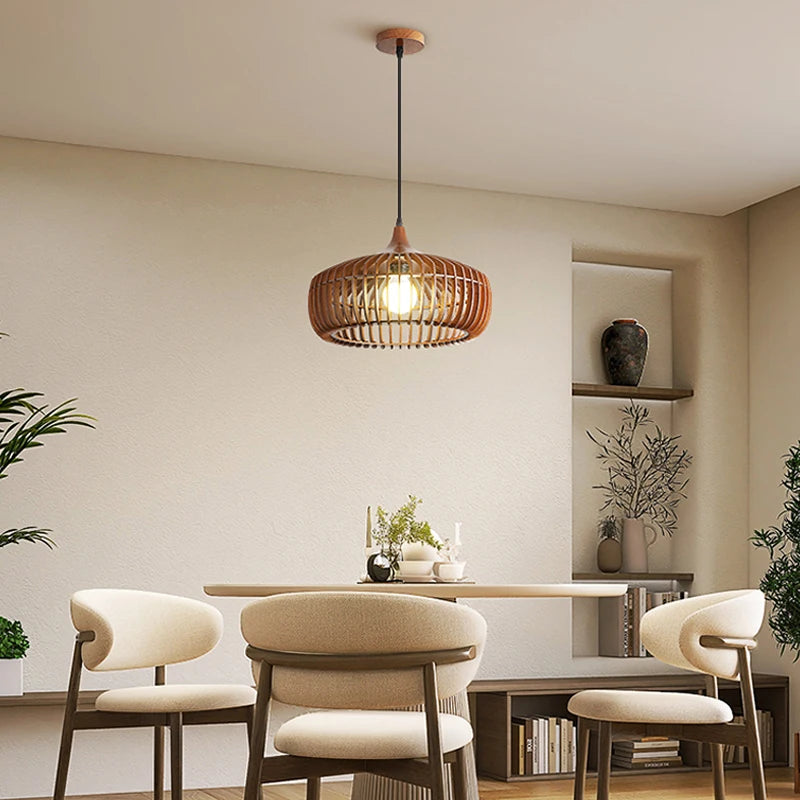 suspension nordique en bois pour décoration moderne et lumineuse - vue 3 sur 10