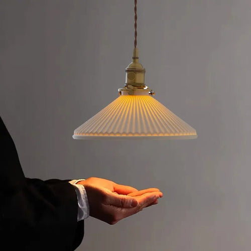 Suspension en céramique et cuivre au design nordique Vintage - vue 3 sur 8
