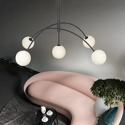 Danish Designer Suspenion Milky Glass Hanging Light Ceiling Chandeliers Nordic Pendant Lamp for Living Dining Room Kitchen - vue 4 sur 8