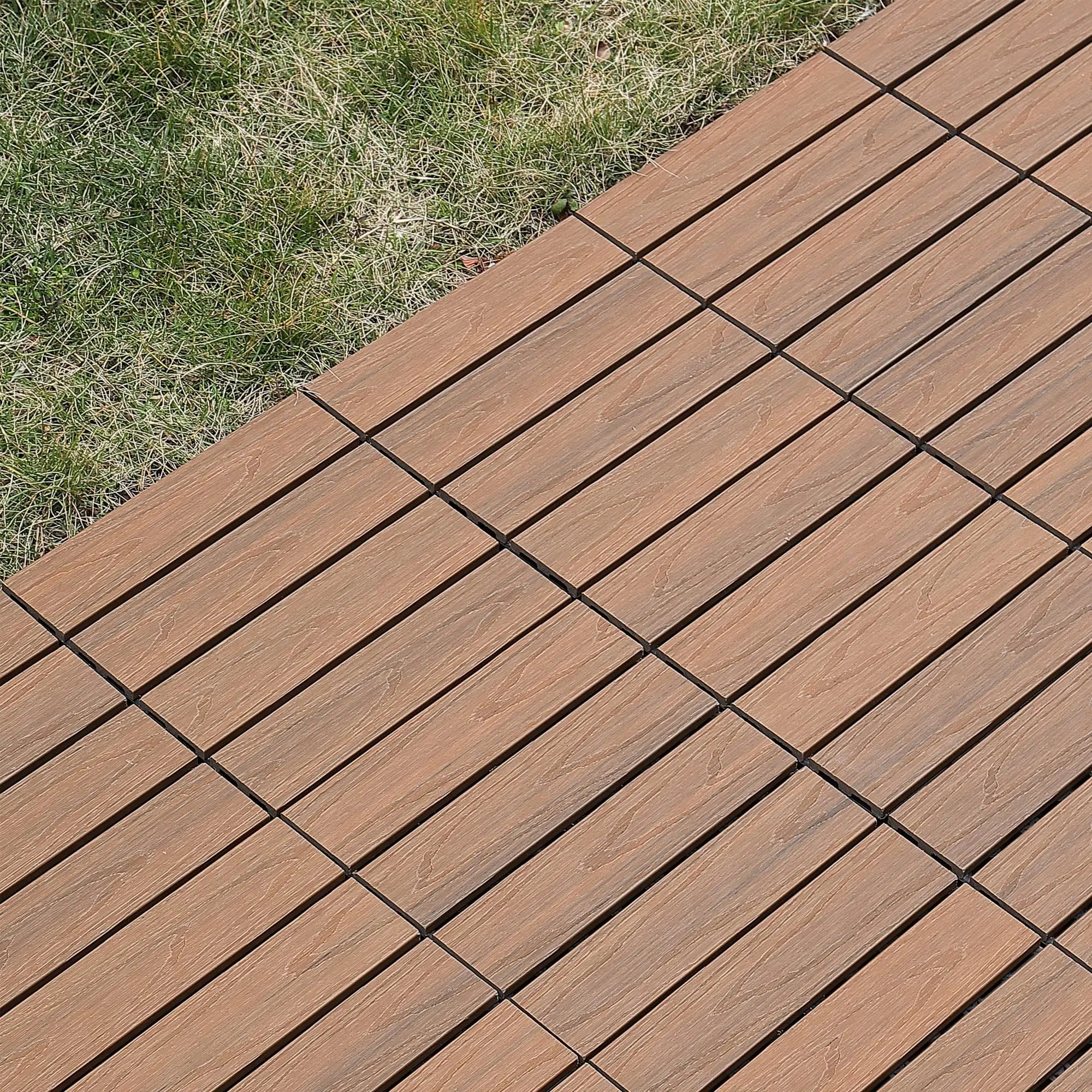Dalle clipsable bois terrasse balcon extérieur 30cm - vue 6 sur 6