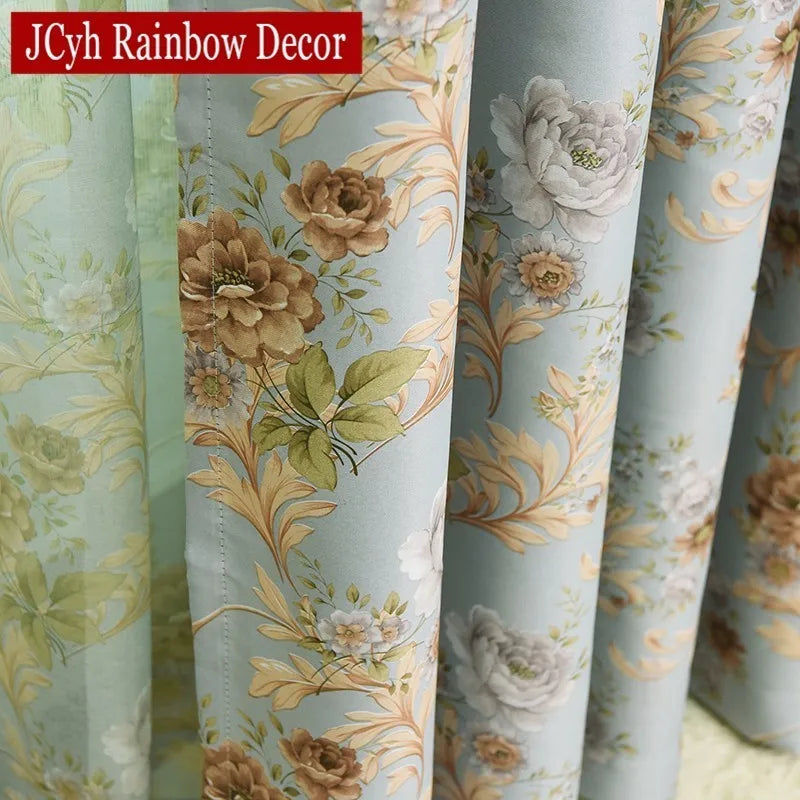 Rideau occultant floral style européen pour salon chambre - vue 3 sur 8