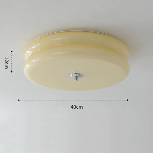 Plafonnier rétro français en verre crème pour chambre à coucher - vue 9 sur 9