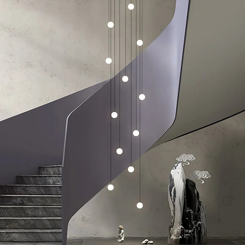 lustre long moderne minimaliste pour duplex villa appartement - vue 5 sur 15