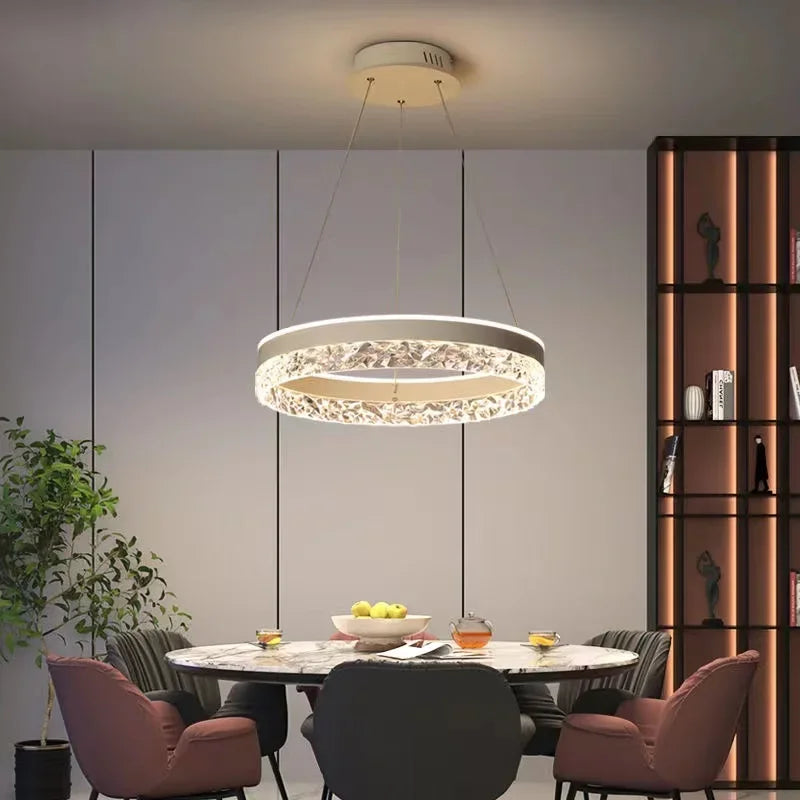 lustre led moderne en cristal pour décoration intérieure - vue 5 sur 14