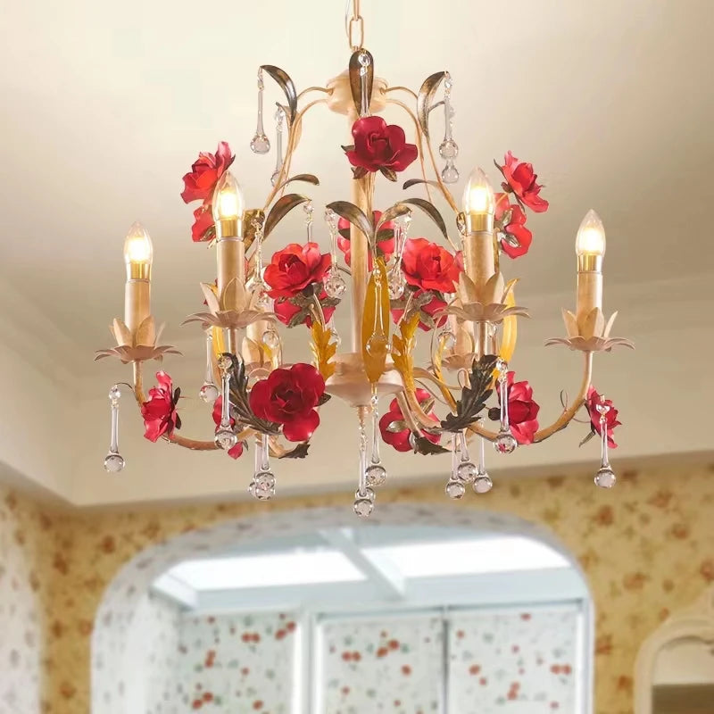 Lustre à fleur avec ampoules bougies - vue 4 sur 8
