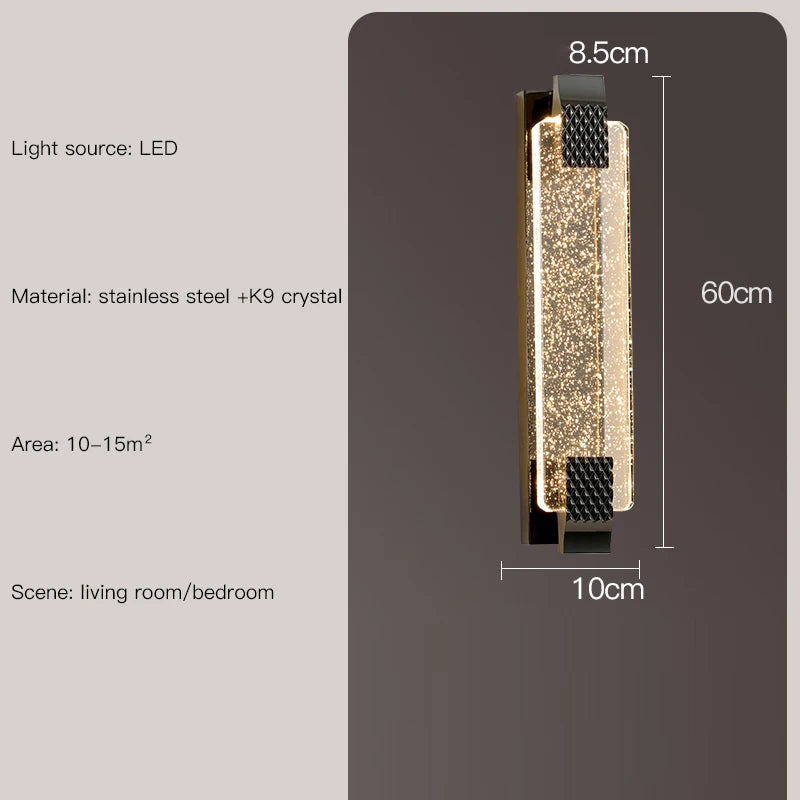 applique murale luxe nordique en cristal moderne éclairage décoratif - vue 8 sur 15