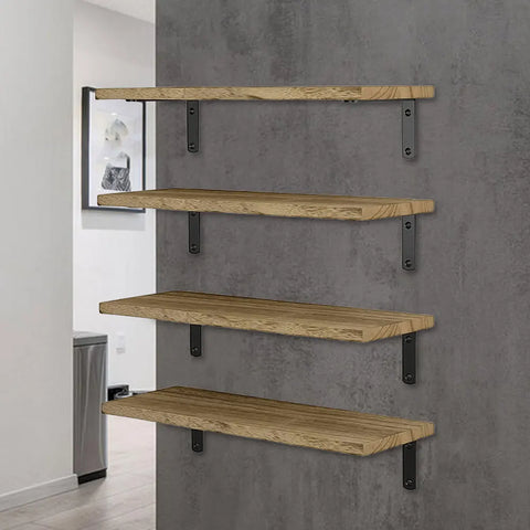 Étagères Flottantes En Bois De Paulownia - Lot De 4, 40 Cm, Style Rustique, Charge Max 10 Kg, Facile à Installer - 8