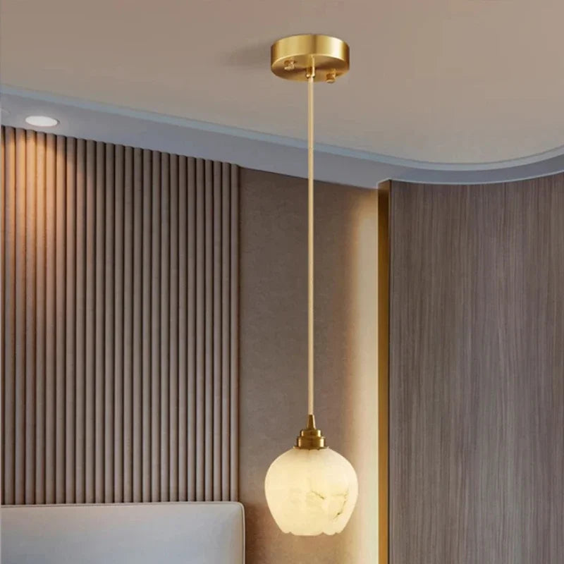 lustre moderne en marbre forme citrouille décoration intérieure créative - vue 3 sur 7
