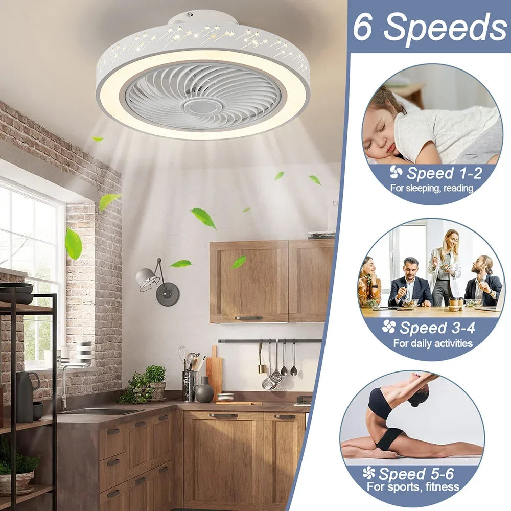 plafonnier led dimmable 6 vitesses avec télécommande moderne - vue 3 sur 7