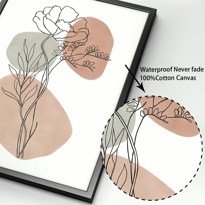 peinture abstraite forêt fleurs géométries pour décoration intérieure