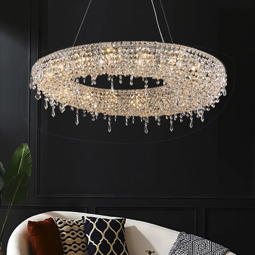 lustre led moderne de luxe en cristal pour hôtel duplex villa - vue 4 sur 11