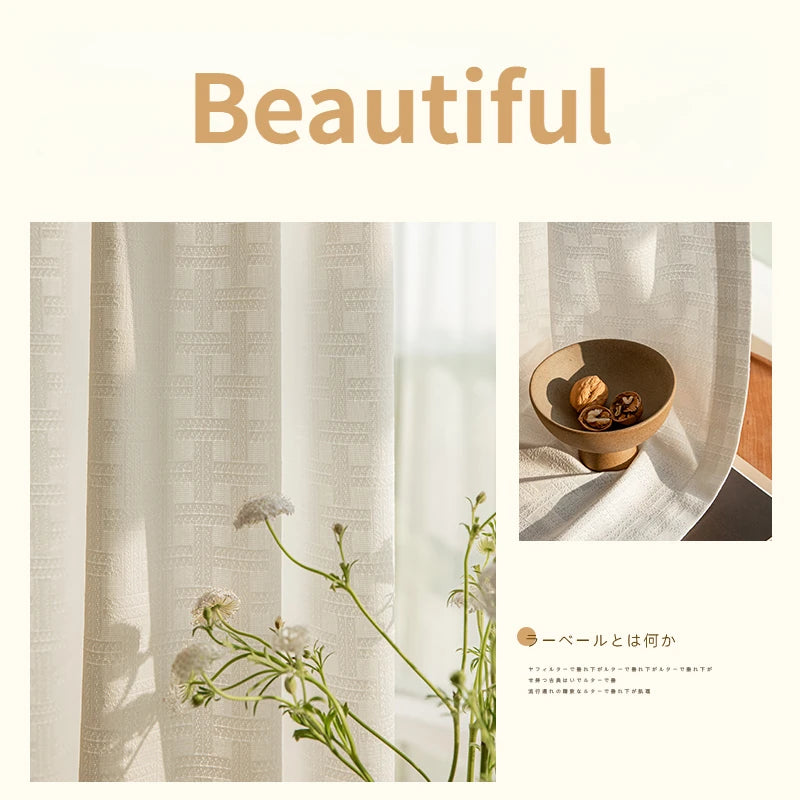 Voilage japonais plissé motif géométrique pour salon chambre - vue 8 sur 18